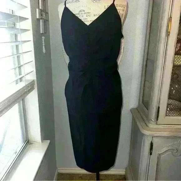 Nine West black linen like ruched midi dress 2X - Picture 2 of 7